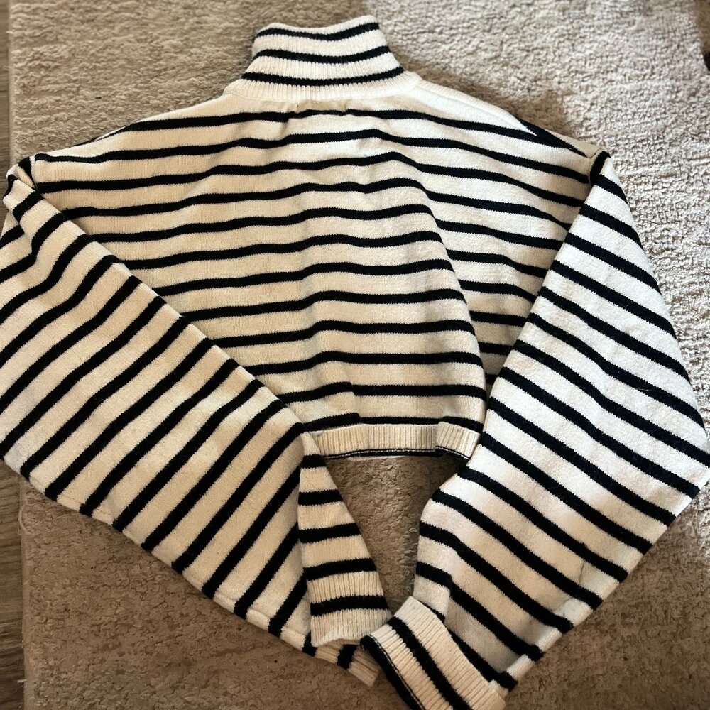 Cropped, high neck, Striped sweater from Cider!